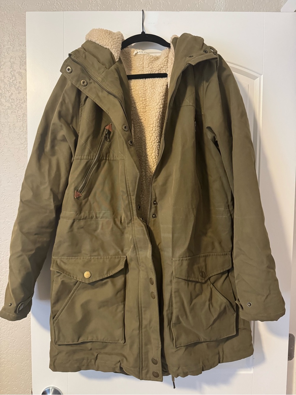 Volcom Olive Green Sherpa-Lined Utility Parka